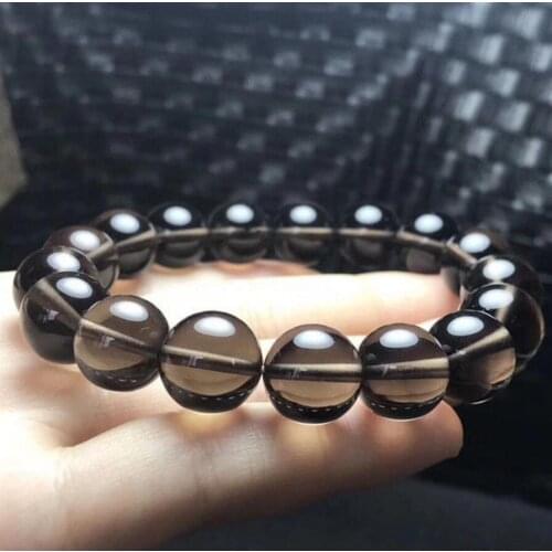 Natural Brown Quartz Smoky Quartz Crystal round Beads Bracelet 10 mm AAAA