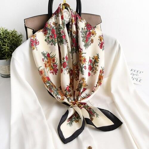 70*70cm Fashion Neck Scarf For Women Small Shawls and Wraps Silk Satin Hair Scarfs Kerchief Bandana Head Scarves For Ladies 2020