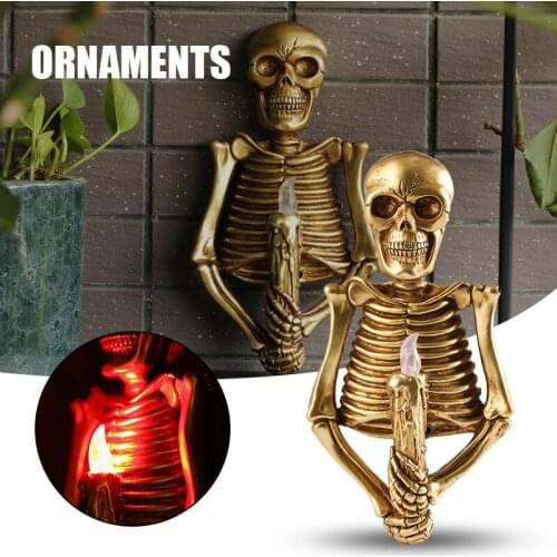 Terror Skull LED Table Lamp Wall-Mounted Skull Flame Red Night Light for Secret Room Bar Bedroom Home Halloween Gifts can CSV