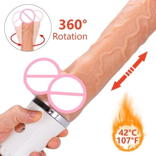 Telescopic Rotation Heating huge Realistic Dildo Vibrator Penis G Spot Vagina anus Female Masturbation Sex Toys for Woman