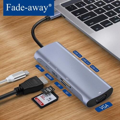 USB C HUB Type C to Multi USB 3.0 HUB HDMI 4k VGA TF/SD Card Reader Splitter Adapter Dock for MacBook Pro Type c docking station