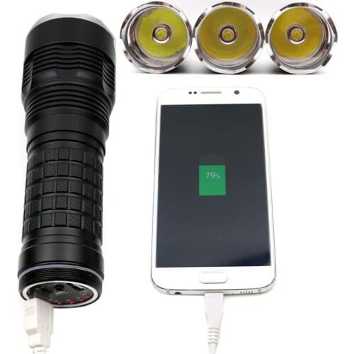 XHP70.2 XHP70 XML2 LED 3800 Lumens USB flashlight work light rechargeable power bank 18650 battery torch for cell phone charging