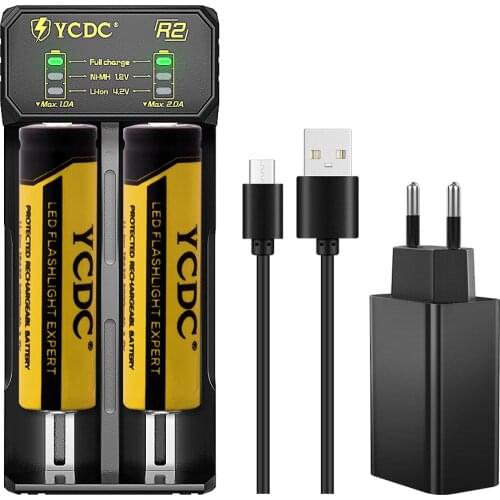 YCDC 2/4 Pcs 3.7V 3000 Mah 18650 Lithium Batteries 18650 Rechargeable Li Ion Battery + 2/4 Slots Universal Battery Charger Set