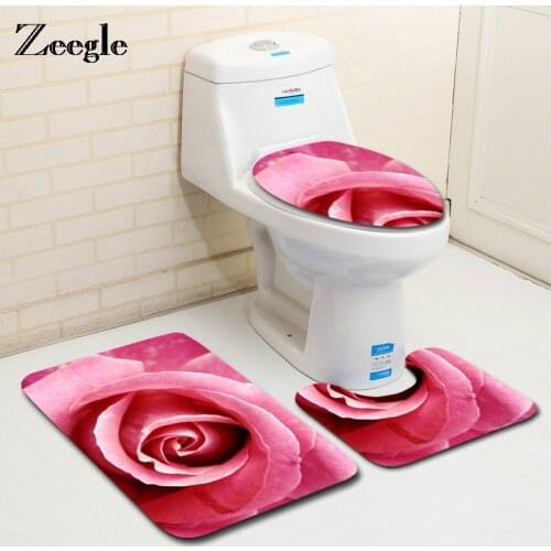 Zeegle Rose Bathroom Carpet Non-slip Bath Mat Bathroom Rug Floor Mat Absorbent Toilet Mat Non-slip Shower Room Mats Bath Rugs