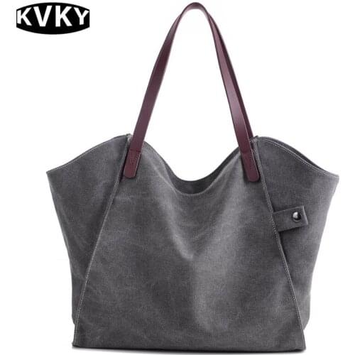 KVKY Women Bag Large Capacity Shoulder Bag Female Hot Selling For 2108 Fashion Womens Handbags Wild Canvas Totes Bolsa Feminina