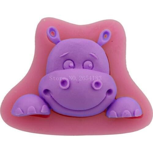Animal Cute Hippo Silicone Fondant Soap 3D Cake Mold Cupcake Jelly Candy Sugar Chocolate Decoration Baking Tool Moulds FQ2823
