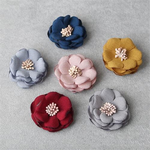 10pcs/pack Mix Color small rose flower handmade satin rose head wedding scrap booking decoration clothes accessories