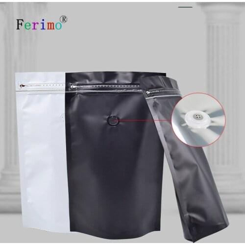 100pcs 23x34cm(9x13.3in) White/Black Air Valve Heat Sealing Aluminum Foil Mylar Zip Lock Storage Bags Tear Notch Wholesale