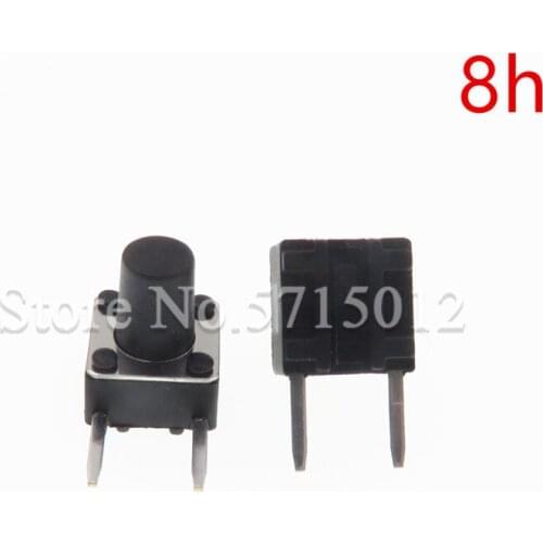 200PCS/LOT 6*6*8mm Black Mini Push Button Momentary Tact Switch Copper feet Side Two Pin DIP 2pin micro switches