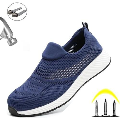 2021Summer Men Women Breathable Deodorant Casual Work Shoes With Steel ToeCap Puncture-Proof Breathable Sneakers