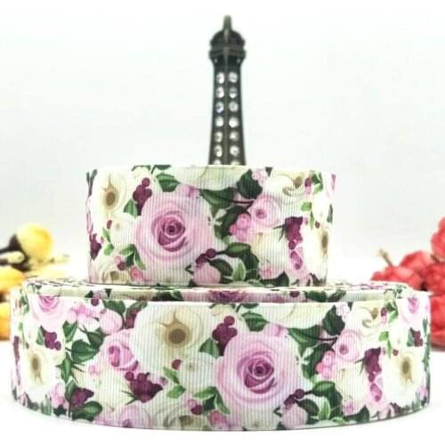 25 38mm wide flower ribbon 10 yards rose DIY handmade materials gift package valentines day wedding decoration Grosgrain ribbon