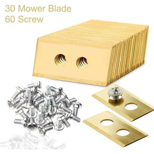 60pcs Robot Mower Replacement Blade with 2 Holes Anti-rust Durable Mower Cutter for Worx Landroid 36*18*0.9MM