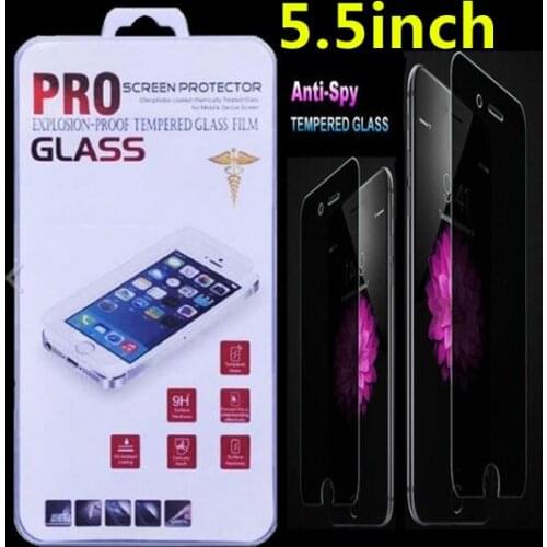 500pcs New 9H hardness 2.5 tempered glass for iphone6 plus Privacy Anti-Spy Screen Protector 0.3mm Film
