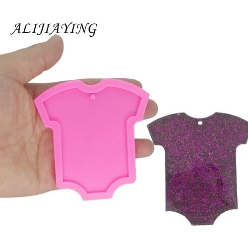 DIY Shiny Baby clothes shape silicone mold for keychains with a hole resin jewelry molds for 3D crafts tools DY0062