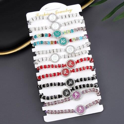 Women Men 12pcs/Set Colorful Acrylic Crystal Bead Letters Charm Bracelet Adjustable Rope Chain Anklets Girl Kids Jewelry Gift