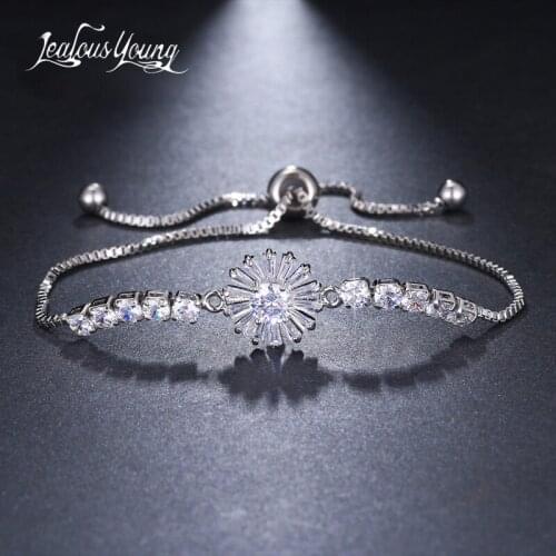 Luxury Crystal Love Chain Link Bracelet With Flower Zircon Girl Women Friendship Braclets Jewelry Accessories