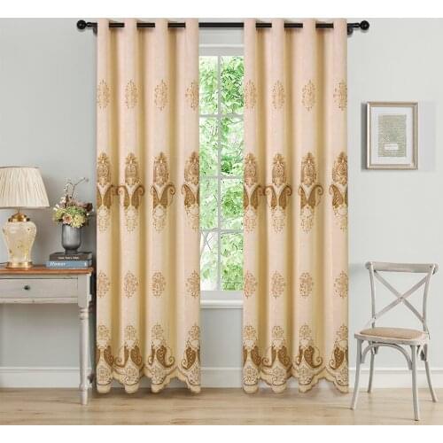 ELKCA 2 Pieces European Modern Embroidered Chenille Curtain for Bedroom Home Decoration Window Treatment for the Bedroom Kitchen