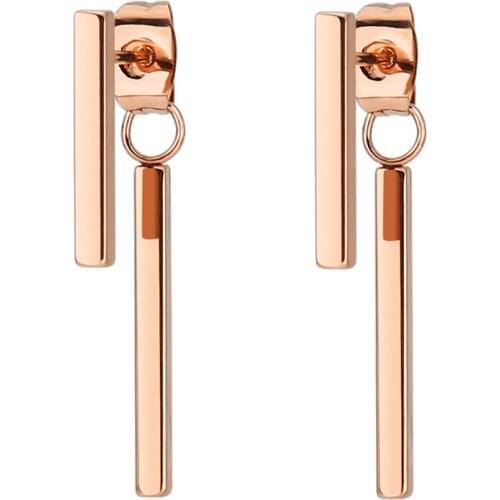 FairLadyHood Fashion Temperament Tide Female Geometric Double Square Stainless Steel Earrings Wild Personality Jewelry