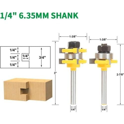 2Pcs/Set 6.35MM 1/4" Shank T-Slot Milling Cutter Mill Tool Router Bit for Wood Tool Woodworking Carpenter Tools