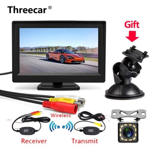 New 5 Inch Car Reversing Camera Kit Back Up Car Monitor LCD Display HD Car Rear View Camera Parking System transmitter wireless