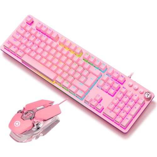G900 Pink Mechanical Gaming Keyboard Mouse Combos For PC/Laptop Gamer Keyboard With RGB Backlight Keyboard 3200DPI Backlit Mause