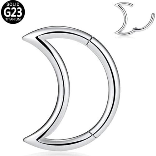 G23 Titanium Clicker Segment Hoop Nose Ring Moon Shaped Nipple Ear Tragus Cartilage Helix Lip Nostril Piercing Body Jewelry