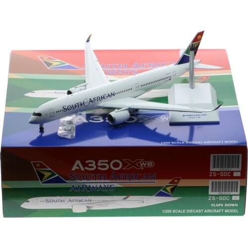 1:200 Alloy Collectible Plane JC Wings XX2422A South African Airways Airbus A350-900XWB Diecast Aircraft Model ZS-SDC Flaps Down