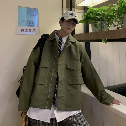 Big Pocket Tooling Jacket Men Fashion Retro Casual Jackets Mens Japanese Streetwear Loose Hip-hop Bomber Jacket Men Outwear