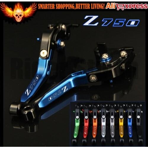 Logo Z750 Blue CNC Adjustable Motorcycle Brake Clutch Levers for Kawasaki Z750 (not Z750S model) 2007 2008 2009 2010 2011 2012