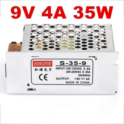 Best quality 9V 4A 35W Switching Power Supply Driver for LED Strip AC 100-240V Input to DC 9V