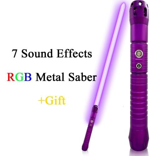 Automatic Color Changing Light Saber Force FX Blaster Laser Sword Purple Metal Handle Original Movie Sound Effects Cosplay Toy