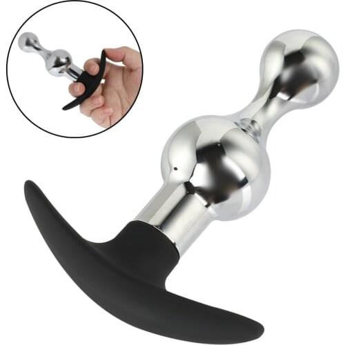 Metal Smooth Anal Beads Butt Plug Men Prostate Massage Masturbator G spot Stimulator Ass Open Anal Plugs Sex Toys For Men Women