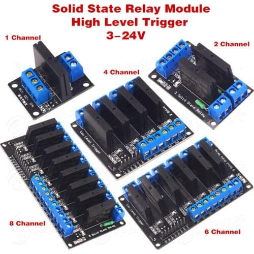 1/2/4/6/8 Channel 3-24V Solid State Relay Module High Level Trigger DC Control DC with Fuses 250V 2A