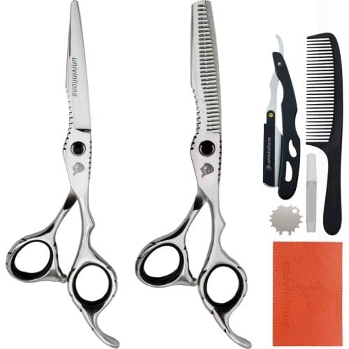 Univinlions 6" Barber Hair Shears Kit Razor Edge Barber Accessories Professional Hairdressing Scissors Salon Hair Clippers Comb