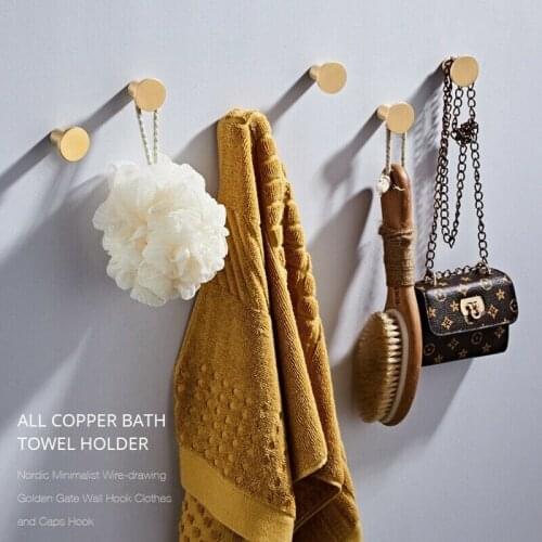 Wall Door Clothes Coat Hat Hanger Kitchen Bathroom Rustproof Towel Hooks Brass Pulls Handles Brass Decorative Hooks