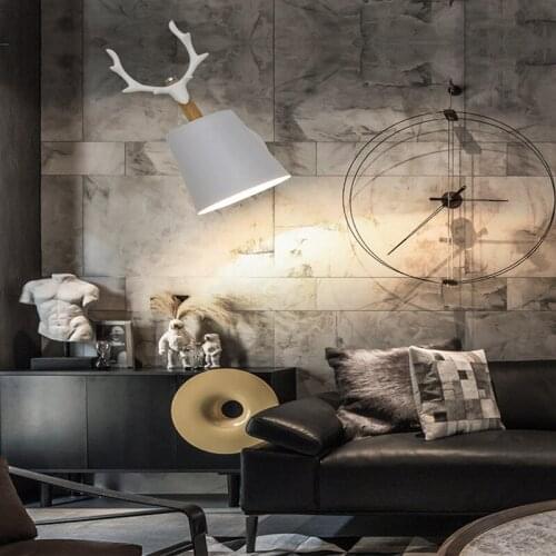 Nordic LED Bulb Modern Wooden Chandelier Bedroom Bedside Lamp Living Room Study Balcony LED Wall Lamp Factory direct Sofa Lights