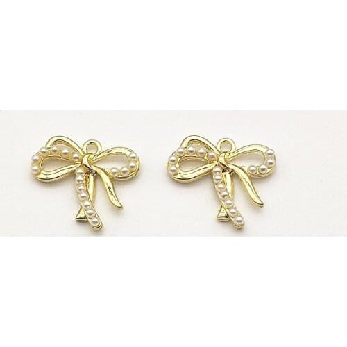 New Arrival! 21x23mm 100pcs Imitation pearls Bows Charm for Handmade Necklace/Earring DIY Parts,Jewelry Accessories Findings
