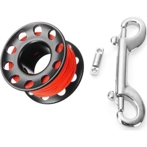 Scuba Diving Aluminum Alloy Spool Finger Reel 15/30m With Stainless Steel Bolt Snap Double Ended Hook SMB Safe Equipment
