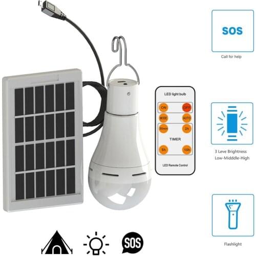 5 Modes 20 COB LED Solar Light Bulb Portable hang lamp USB Rechargeable Energy Bulb Lamp for Outdoor Camping Solar Tent Lamp