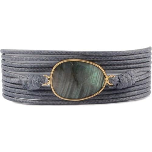 Dropshipping Bohemian Natural Labradorite Wrap Bracelets Natural Stones Charm 5 Times Friendship Bracelet Boho Bracelet