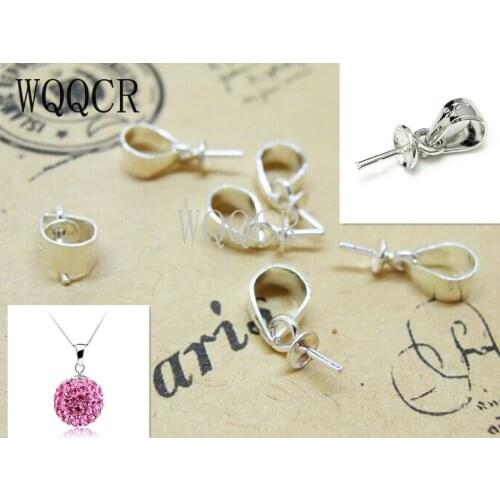 20PCS 925 sterling silver Jewellery Sets Findings Genuine Pure 925 Sterling Silver colorCup Cap Bail Connector For Pendant