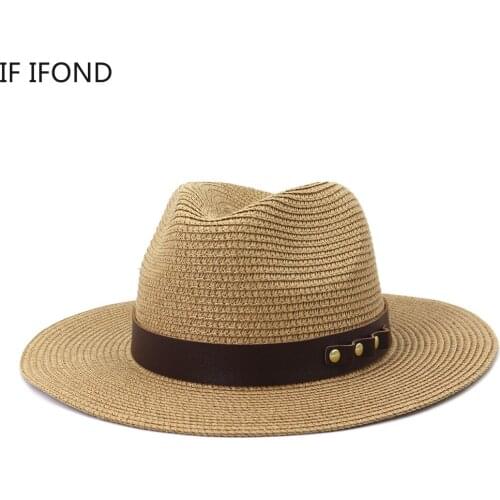Casual Women Men Sun Straw Hats Summer Spring Wide Brim Solid Outdoor Beach Travel Sun Protective Cap Handmade Jazz Fedoras Hats