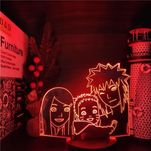 Naruto LED Night Light Minato Kushina Family 3D Lamp Manga Lampara Table Desk Lampe Home Decoration Manga Lighting Children Gift