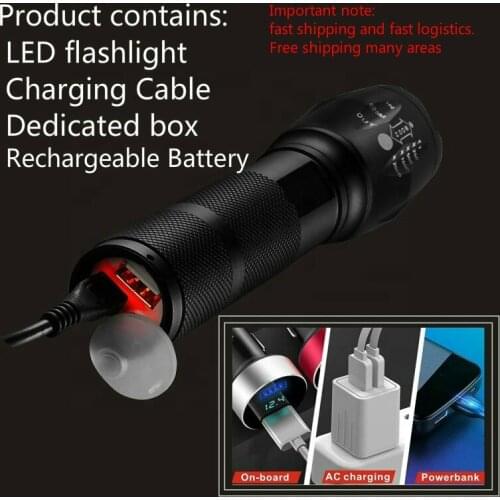 Led Flashlight Rechargeable Long Shots Zoom Outdoors Xml T6 Lantern Tactical Hunting Lamp Can To Mobile Phone Charge