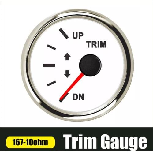 Car Boat Trim Gauge UP-DN For Inboard Outboard Engine 0-190ohm 167-10ohm With Red Backlight 12V 24V