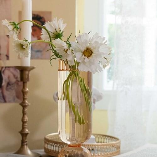 Vase Home Decor Amber Vases Terrarium Living Room Decoration Accessories Flower Pot Glass Decoecoracion Deco Bathroom декор дома