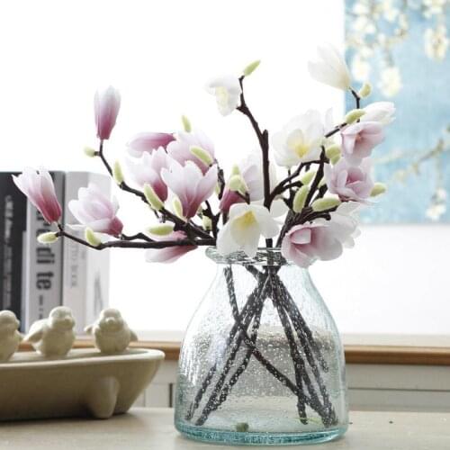 1Pc Magnolia Artificial Flowers Branch Silk Fake Orchid Flower for Wedding Party Decoration Home and Garden Supplies
