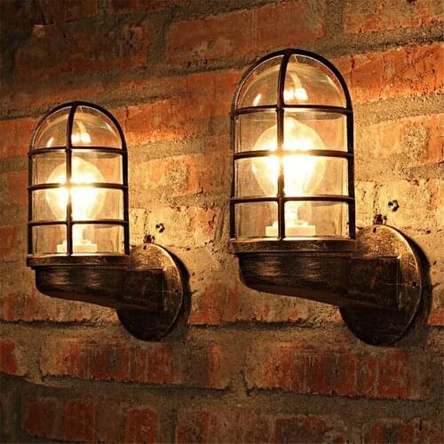 Vintage Loft Lights Cage Industry Wind Lamps Picture Background Bar Cafe Restaurant Pub Club Living Room Sconce Stair Bra