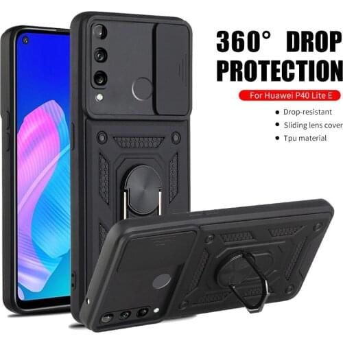 Push Camera Protection Armor Case For Huawei P40 Lite E P30 Y6P Y7P Y8P Y7A Y9A Y8S Honor 20s 9C 9A 30i Car Magnetic Ring Cover