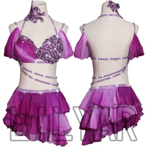 New Latin dance dress competition dress performance Dress Adult customized Pink Sexy backless Dance Dress